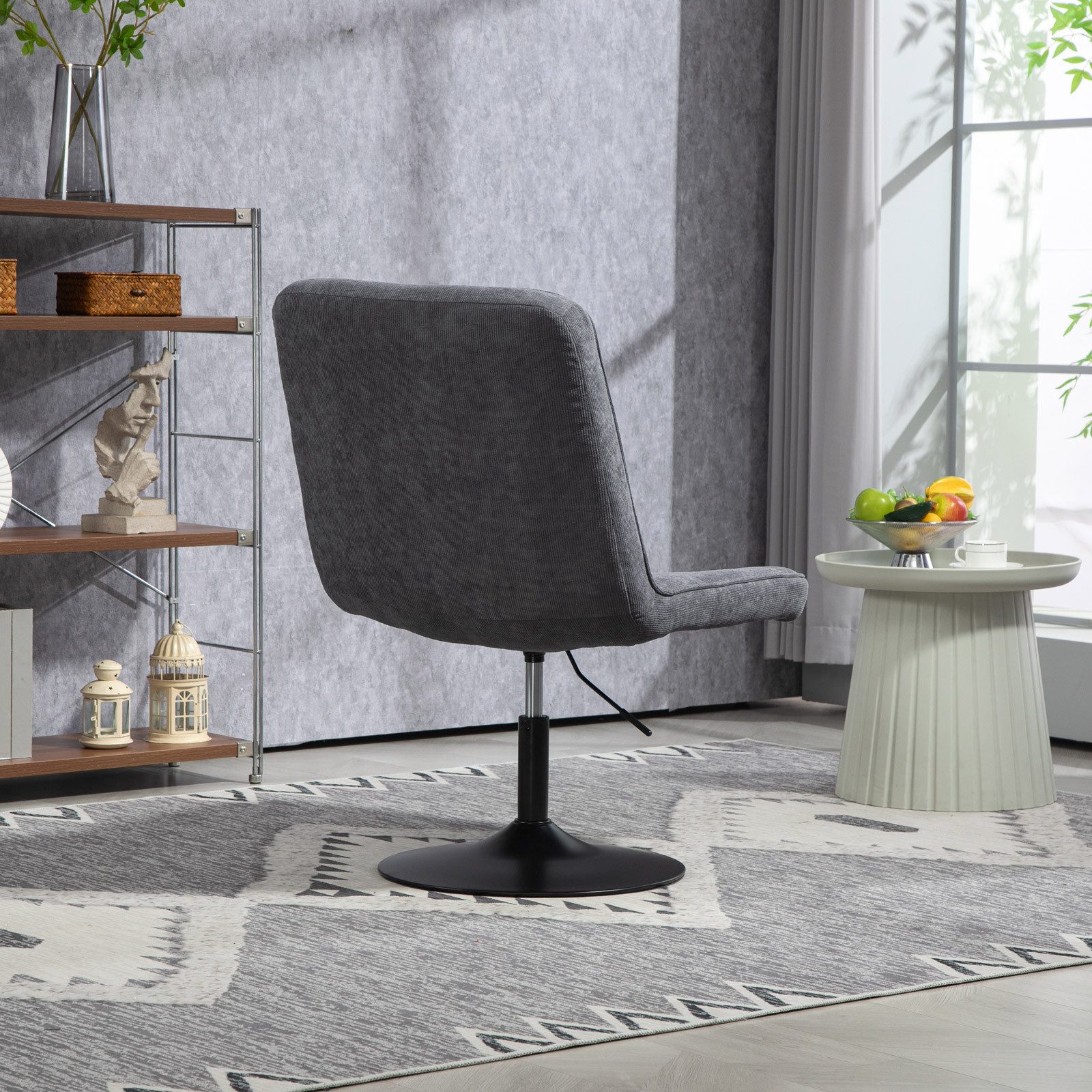 SVITA Loungesessel HENRY, gepolstert, 360° drehbar, Cordbezug, Grau