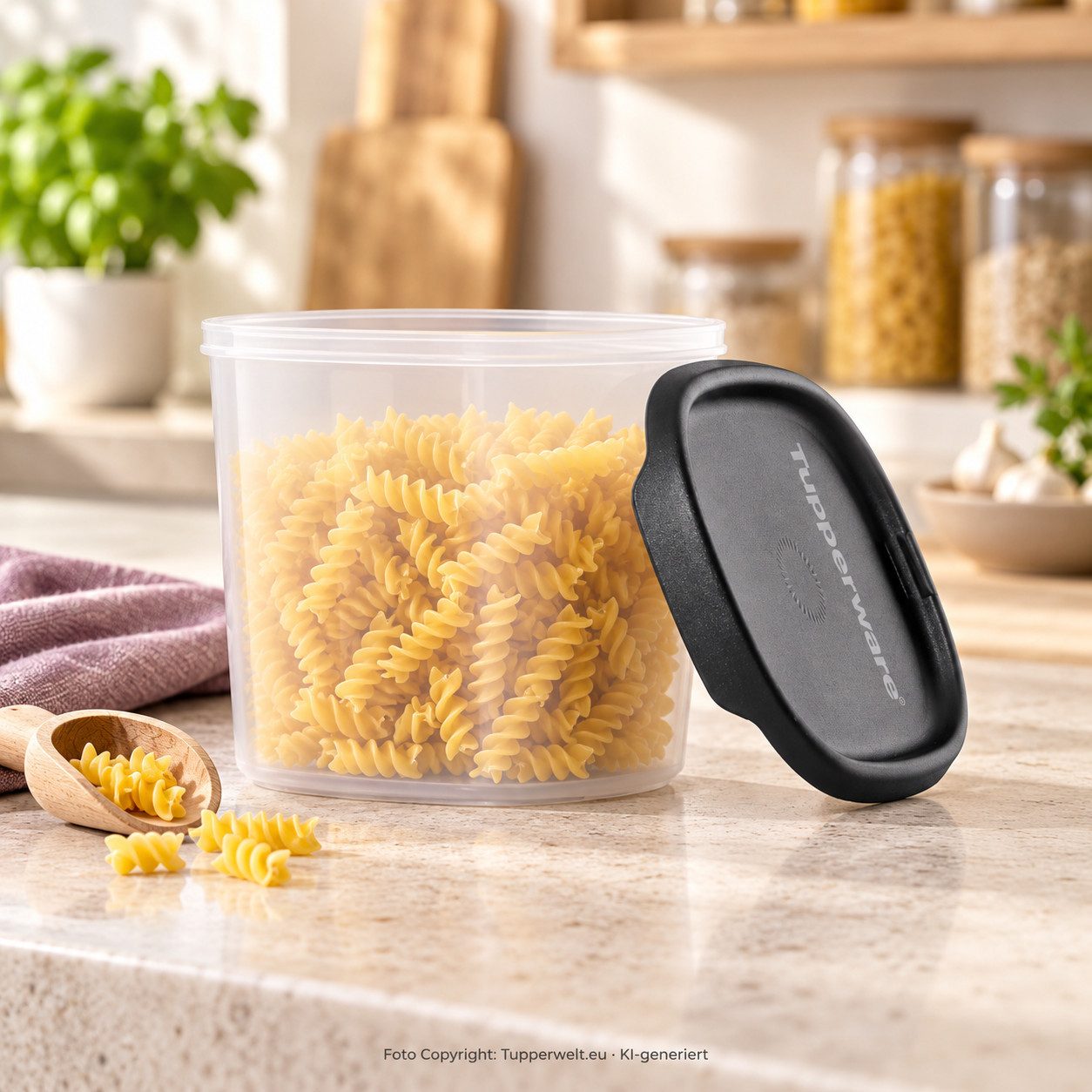 TUPPERWARE Vorratsdose Tupperware One Touch Fresh® 1,1l mit anthrazit Deckel, Bonboniere, Schüttdose