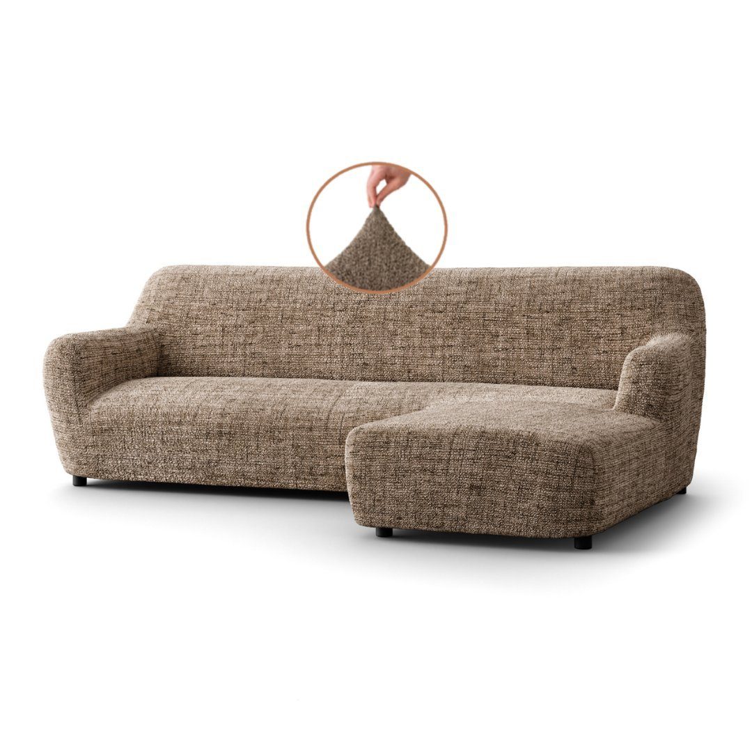 Sofahusse 1-teiliger Sofabezug für L-Form mit mane, italienische Handarbeit, Paulato by GA.I.CO, blickdichter, langlebiger 2-farbiger Mikrofaserstoff braun