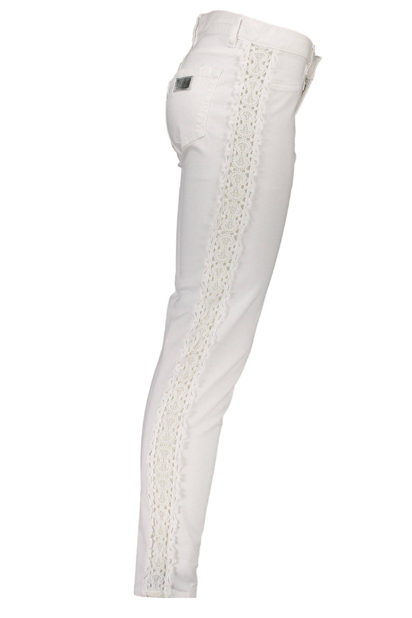 Just Cavalli 5-Pocket-Hose Elegante Damenhose Weiß mit Taschen & Einsätzen - Stilvolle Details