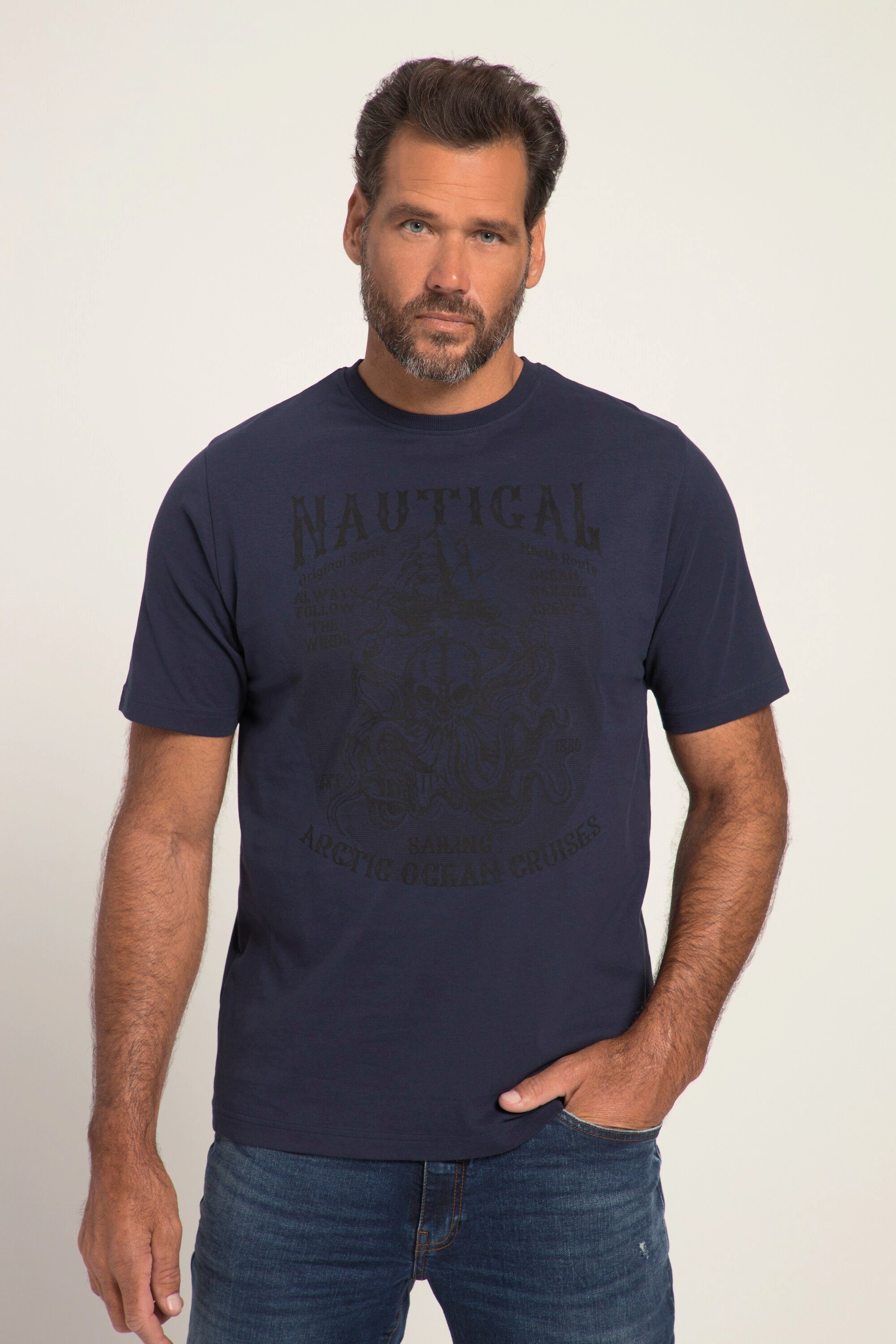 JP1880 T-Shirt T-Shirts Halbarm 2er-Pack Rundhals Shark Print