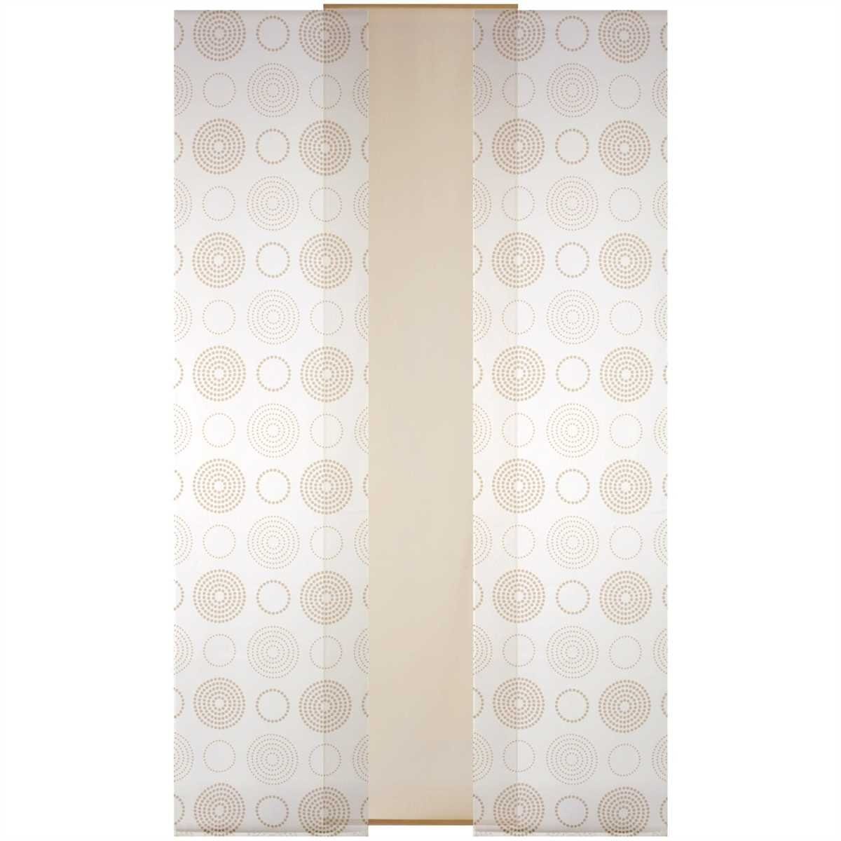 St), Schiebegardine Transparente Klettband (BxL), mit Bestlivings, 260cm Beige transparent, Circle (3 Vorhang, Klettband x 60cm