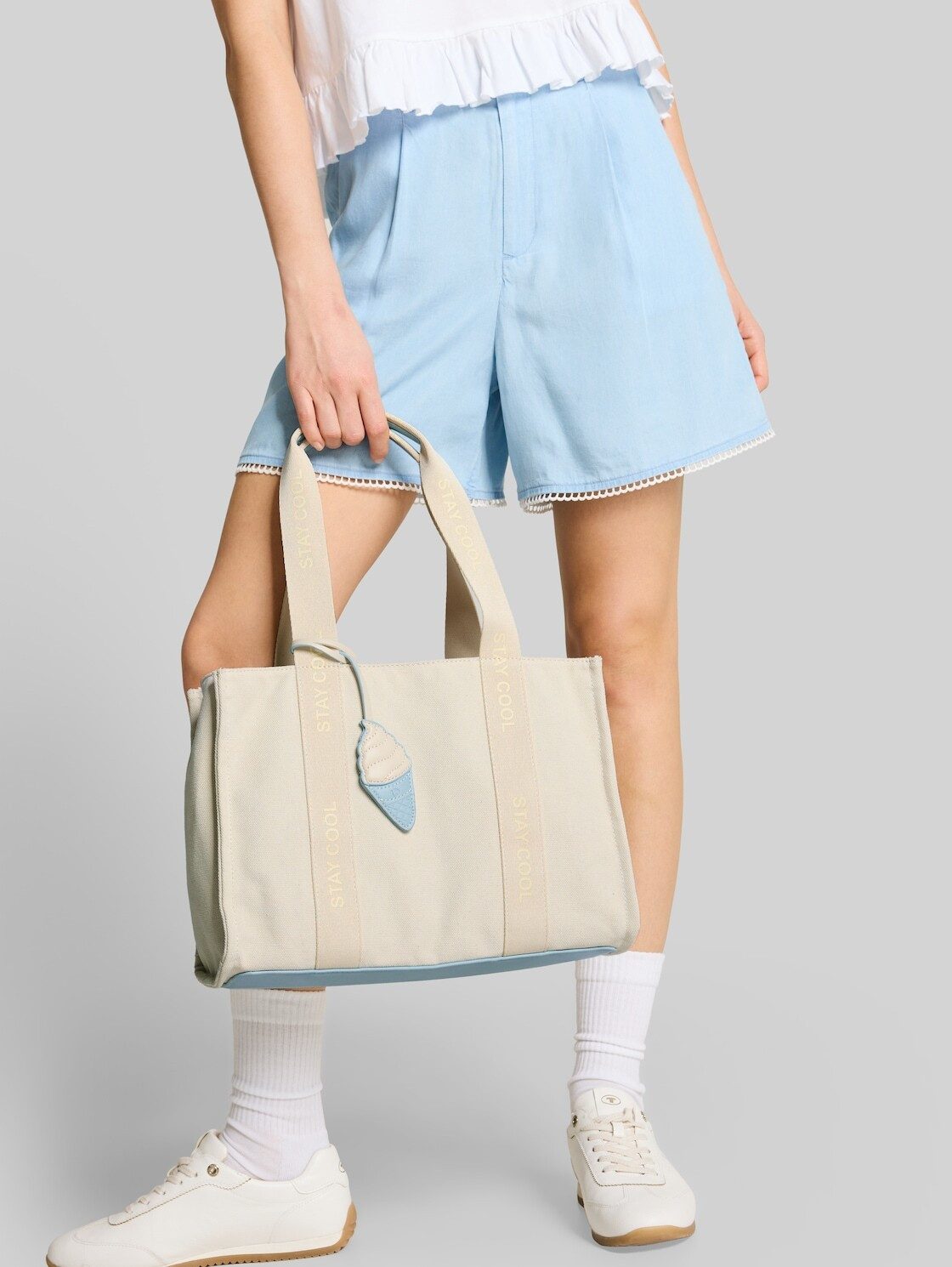 TOM TAILOR Denim Shopper Bags, TTAZURA L Shopper mit abnehmbarem Anhänger