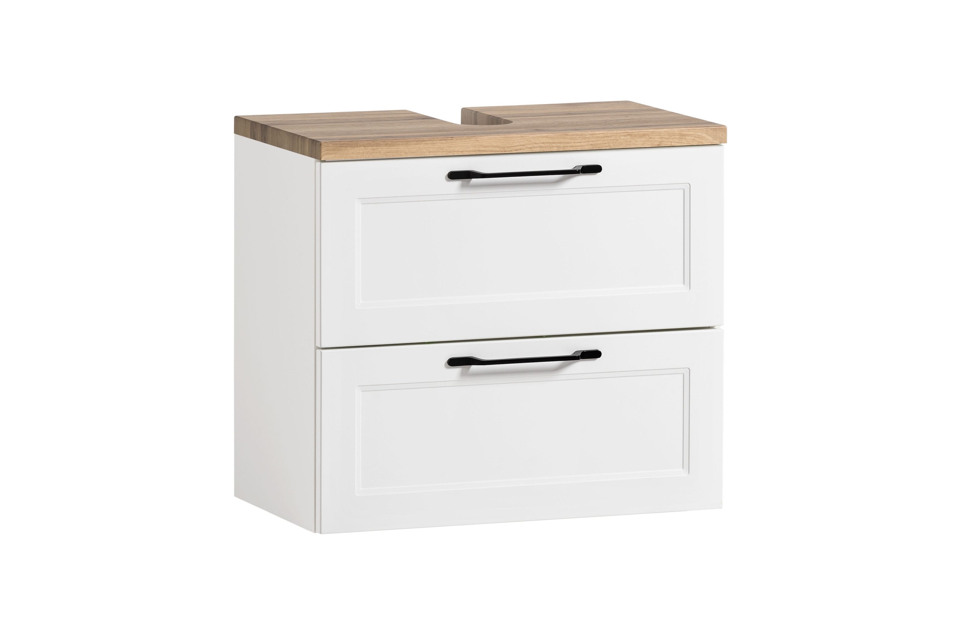 HELD MÖBEL Waschbeckenunterschrank in weiß, Wotaneiche, MDF - 60x54x35cm (BxHxT)