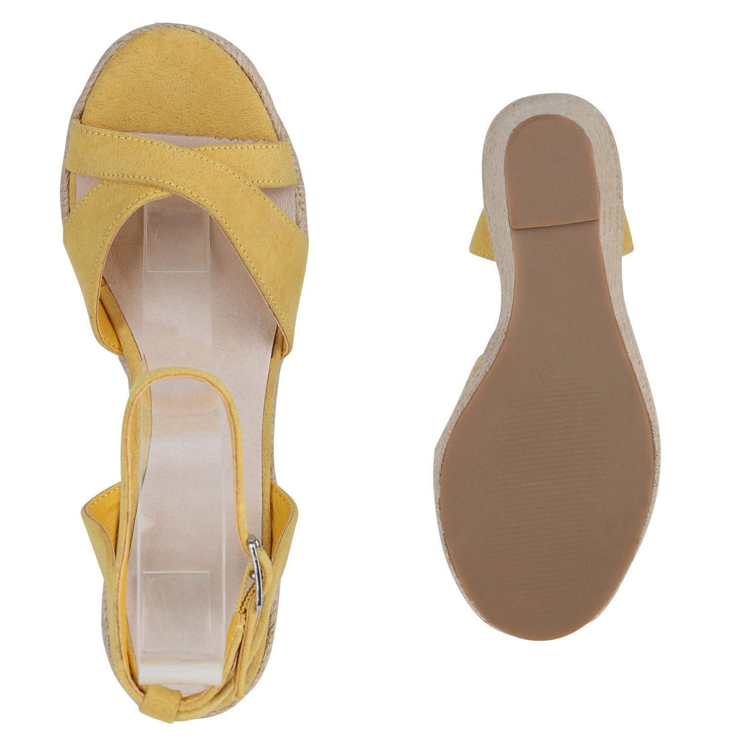 VAN HILL 21367638 NH 1802572-CO-2280 Damen Sandaletten Ocre Micro 38 Keilsandalette Damen Keilsandaletten Sandaletten Keilabsatz Bast Wedge