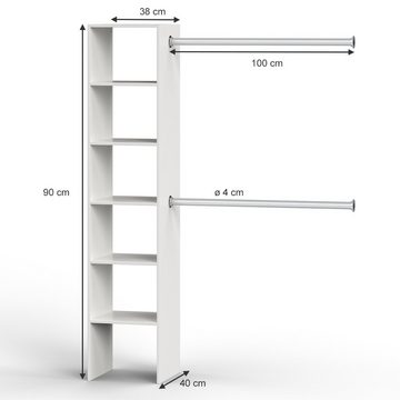 Vicco Garderobenpaneel Dielenumbauschrank VISIT 190cm Weiß (Spar-Set)