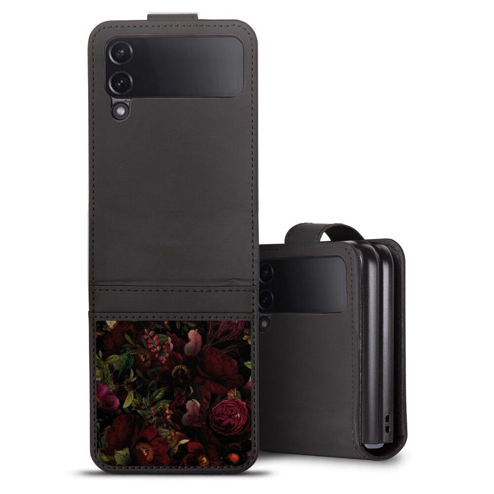 DeinDesign Handyhülle Utart Blumen Wiese Dunkle Blumenwiese, Samsung Galaxy Z Flip 4 Hülle Handy Flip Case Wallet Cover
