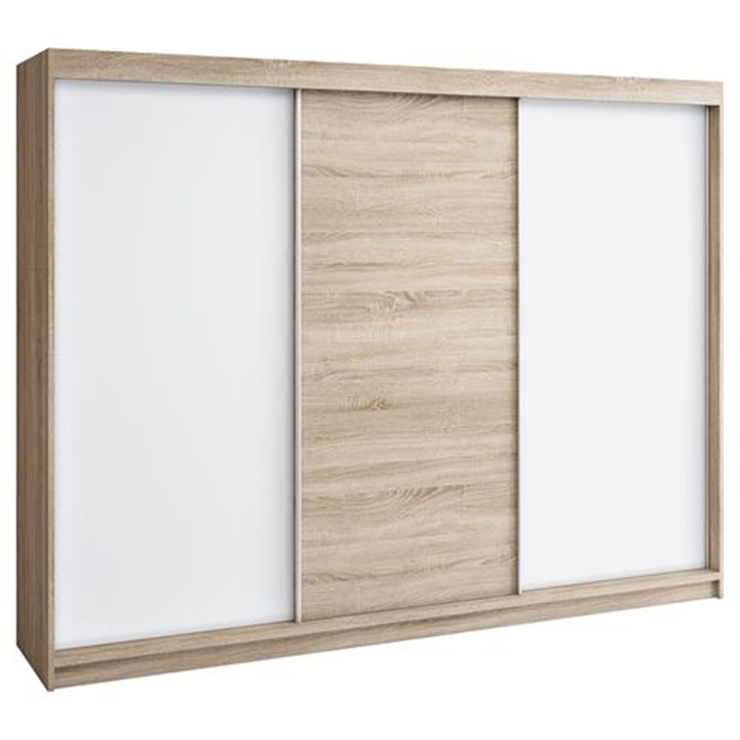 Schwebetürenschrank MERI 200 cm 3-türig Schrank mit 4 Schubladen