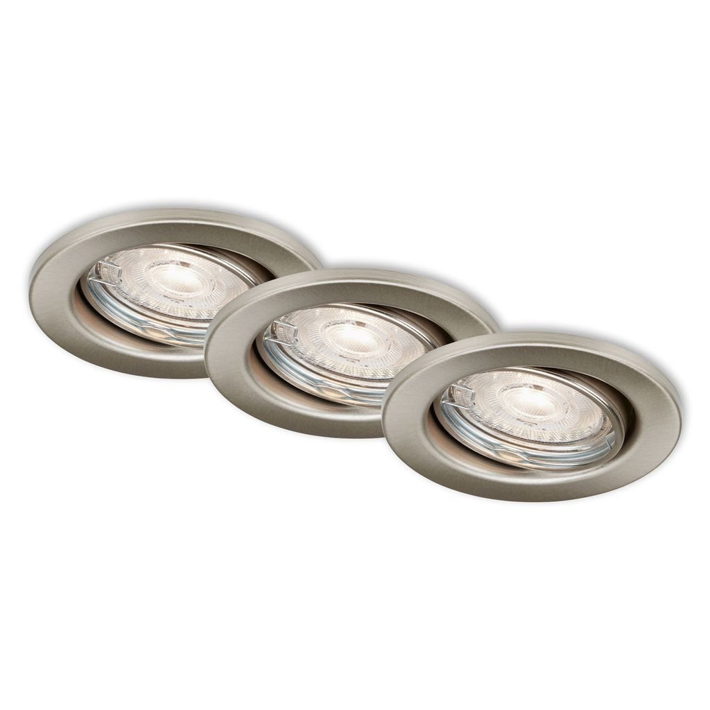 Briloner Leuchten LED Einbaustrahler 7050032, Dimmfunktion, LED wechselbar, 2700K - Extra-Warmweiß, Einbauleuchte 3er SET dimmbar schwenkbar IP23 Ø 8,6cm