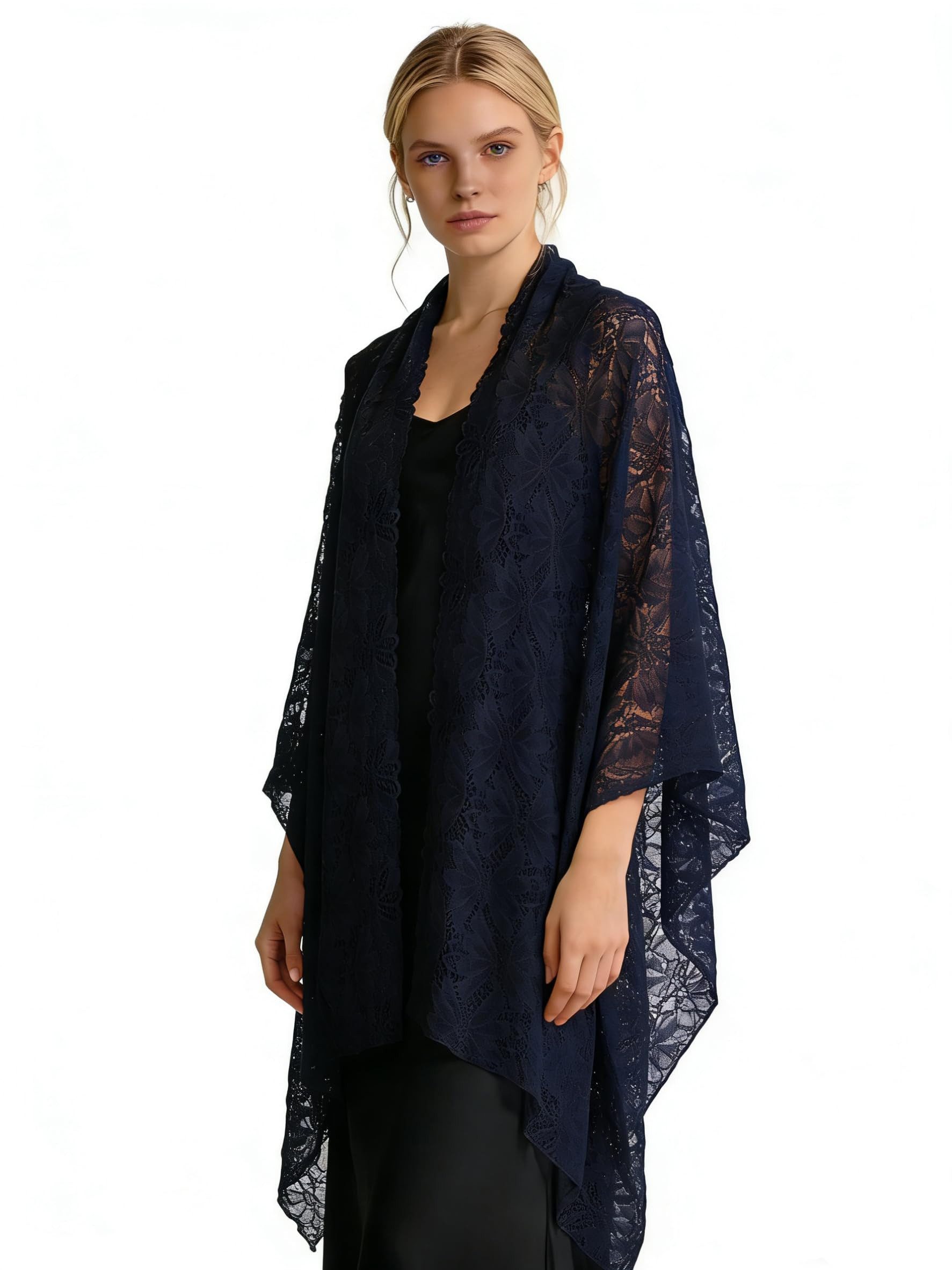 Bextsrack Modeschal Damen Spitzen Schal mit Strass & Blumenmuster, elegante Stola, (1-St), Leichte glitzernde Stola für Hochzeit, Abendkleid & festliche Anlässe