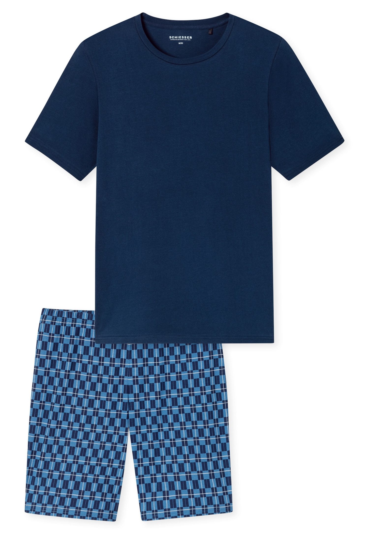 Schiesser Shorty Casual Essentials (2 tlg) mit unifarbenem Oberteil und gem günstig online kaufen