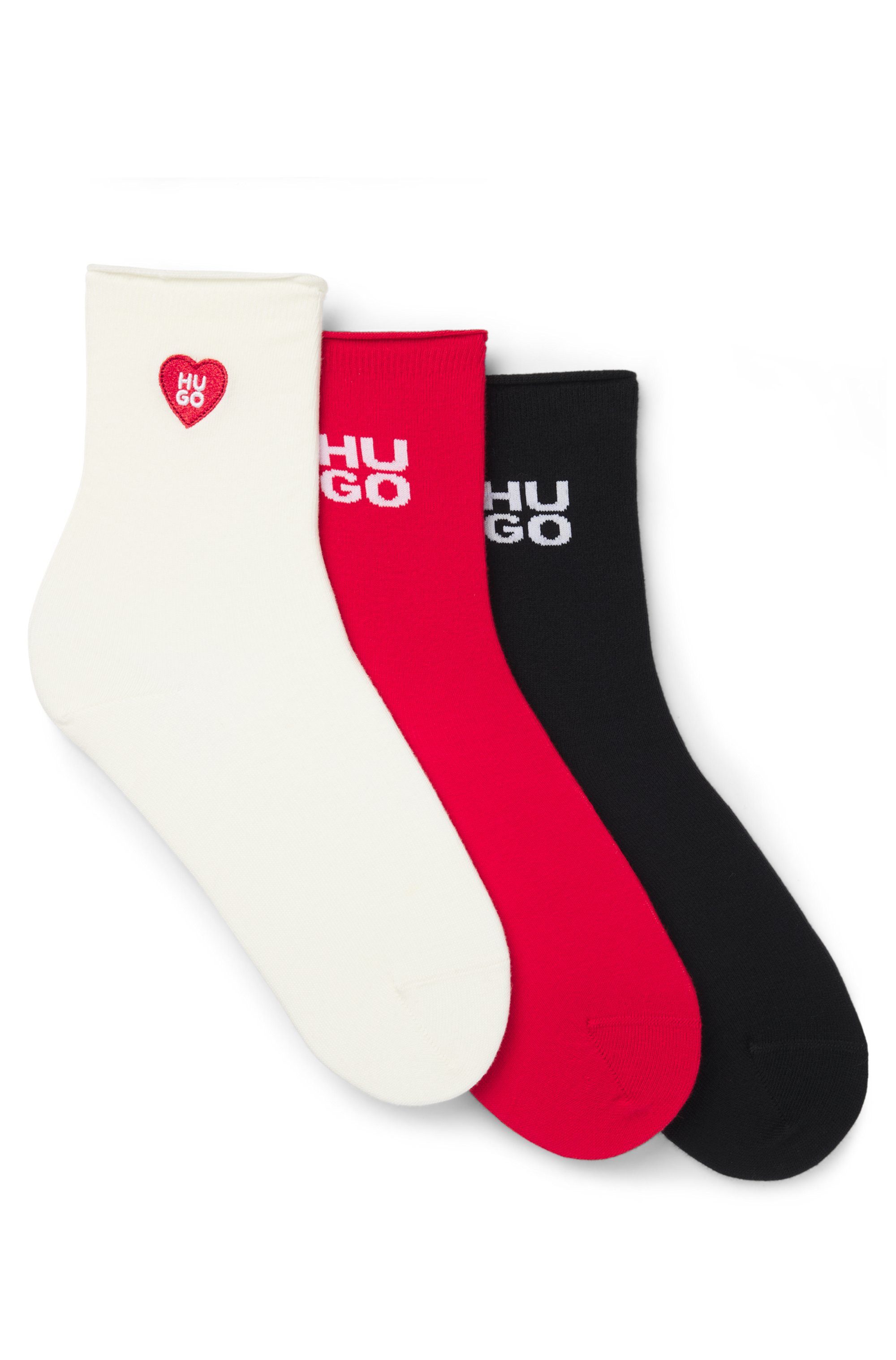 HUGO Kurzsocken 3P SH HEART CC W mit Logo-Details, Verstärkung: Zehen- und Fersenpartie