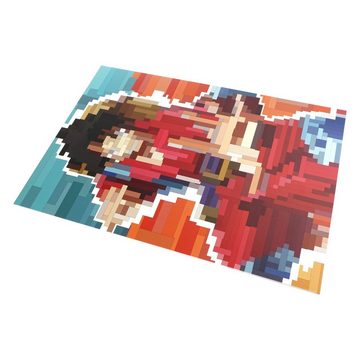 GalaxyCat Poster Hochwertiges One Piece Wandbild mit Monkey D. Ruffy, Pixel Art auf, Monkey D. Ruffy, Pixel Art Stil auf Hartschaumplatte, Wano Kuni Arc