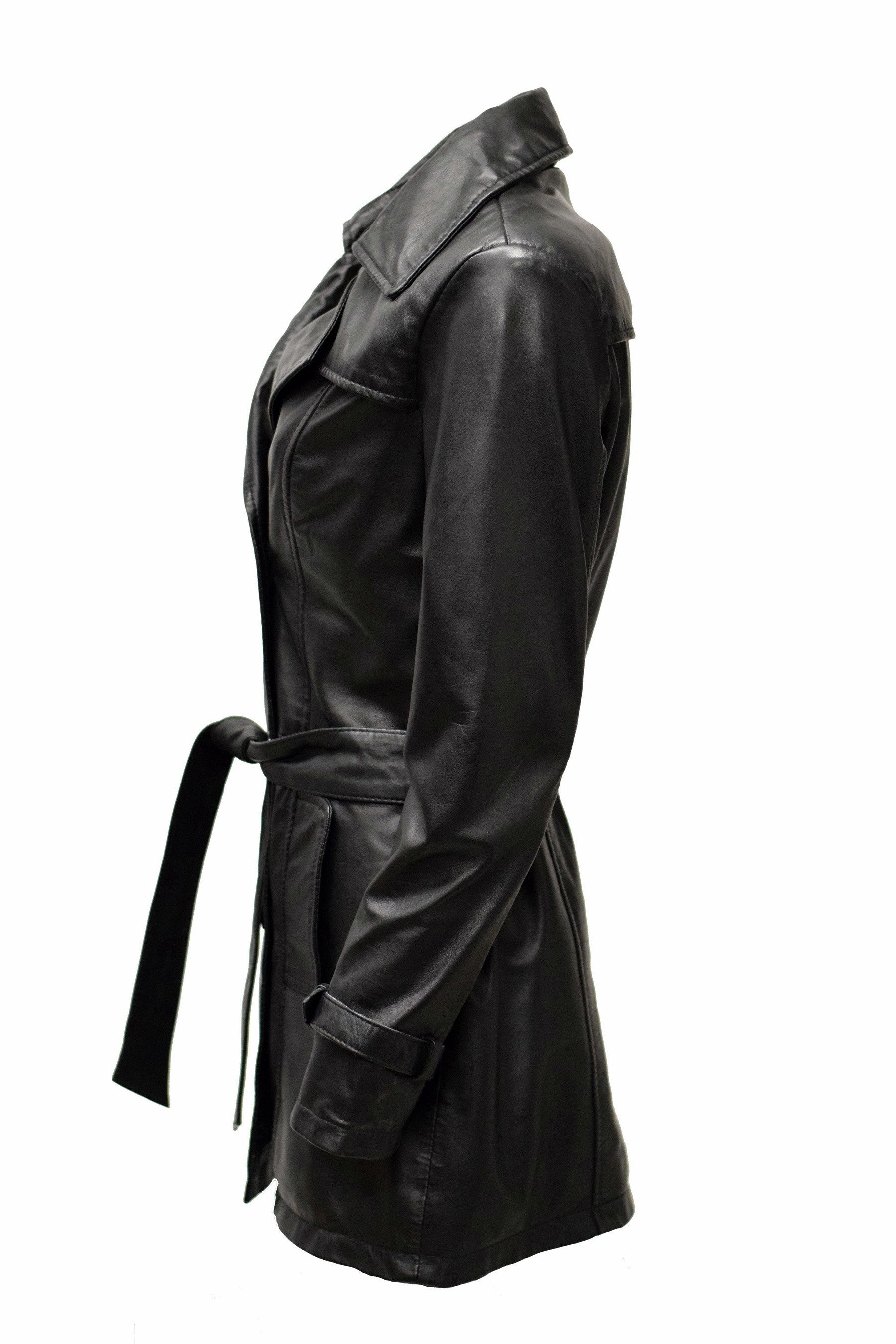 Zimmert Leather Ledermantel Anna Trenchcoat Washed Lammnappa Mantel Cognac Braun Schwarz