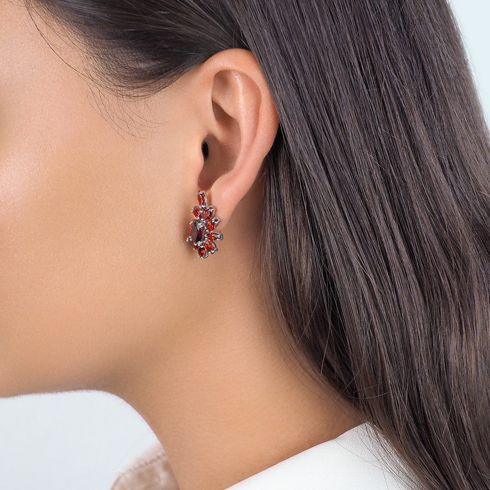 Secretforyou Creolen-Set Ohrringe Kreolen 925 Silber Granat Damenschmuck Ec günstig online kaufen