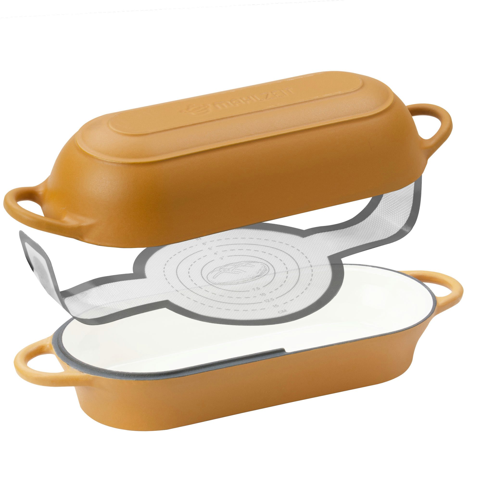 Mahlzeit Bratentopf Gusseisen Brottopf Set emailliert, 4,5 Liter, Sunny Orange, Gusseisen, Thermoresistent bis +260 °C