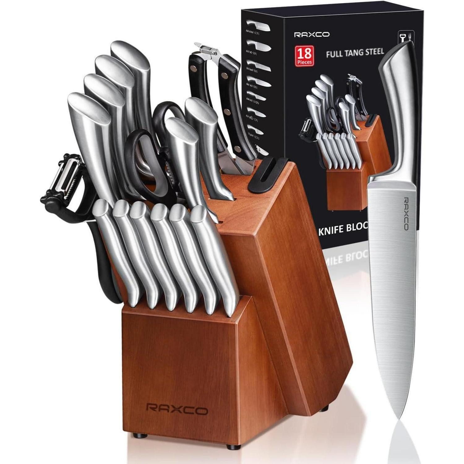 LuxusKollektion Ножиblock Ножиset 18-teilig Edelstahl Küchenmesser Steakmesser Block Schärfer