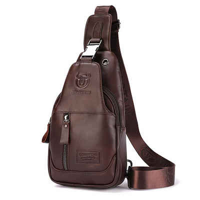 REDOM Schultertasche Brusttasche Sling Schulter Rucksack Rucksäcke Crossbody Umhängetasche (aus Echtleder Herren und Damen 16 x 28 x 9 cm, Geldgürtel, Sport, Sporttasche, Handytasche, Anti-Diebstahl, Leder), für Outdoor Camping Reisen Wandern Radfahren Multipurpose Tagepacks