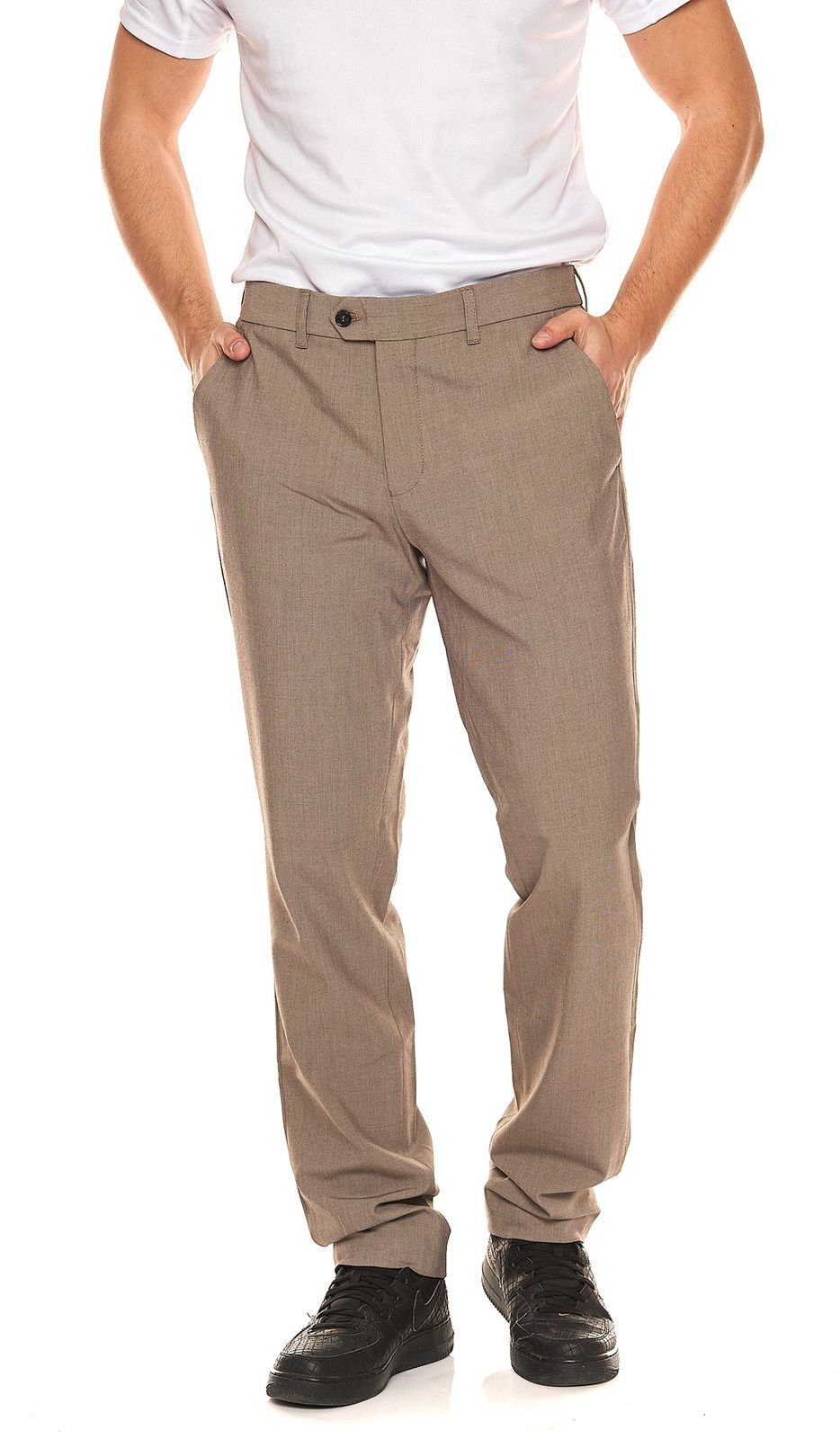 Stoffhose Slim-Carlo SELECTED 16074317 Flex Business-Hose Stoff-Hose Beige SELECTED HOMME Structure HOMME Ausgeh-Hose Herren