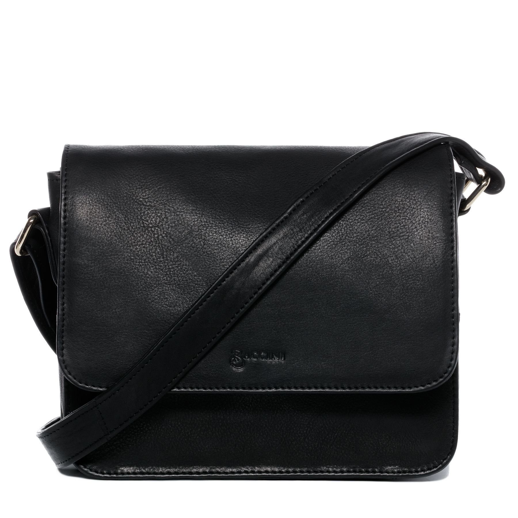 BACCINI Umhängetasche echt Leder Umhängetasche groß Ledertasche schwarz ELA, Crossbody Bag Echtleder für Damen, Handtasche mit Schultergurt schwarz
