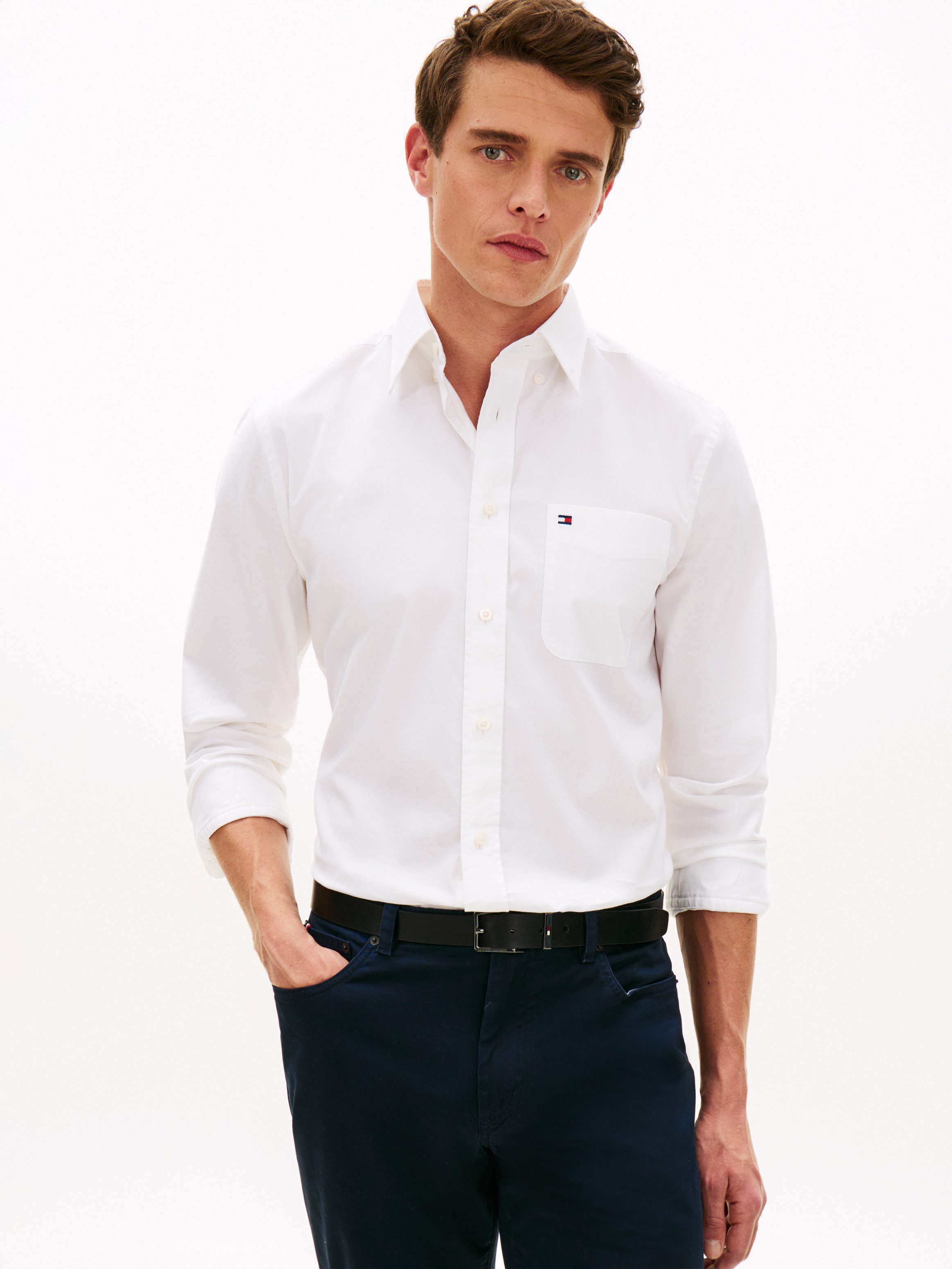 Tommy Hilfiger Langarmhemd LIGHT OXFORD SOLID Slim Fit