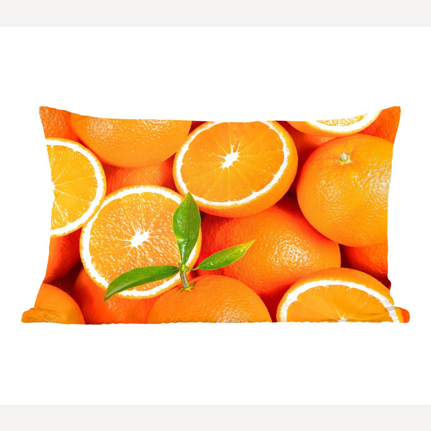 MuchoWow Dekokissen Früchte - Orange - Blätter, Wohzimmer Dekoration, Zierkissen, Dekokissen mit Füllung, Schlafzimmer | Dekokissen