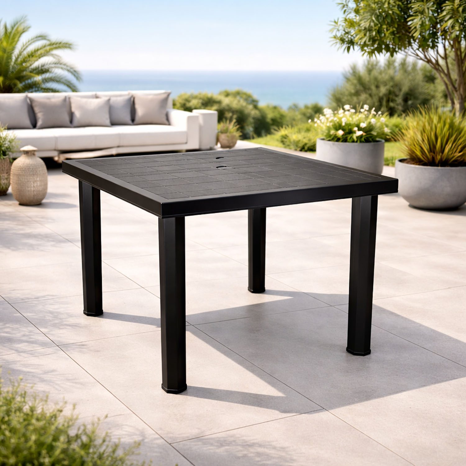 Mojawo Küchentisch Gartentisch Terrassentisch Outdoor Tisch Anthrazit L80xB75xH72cm