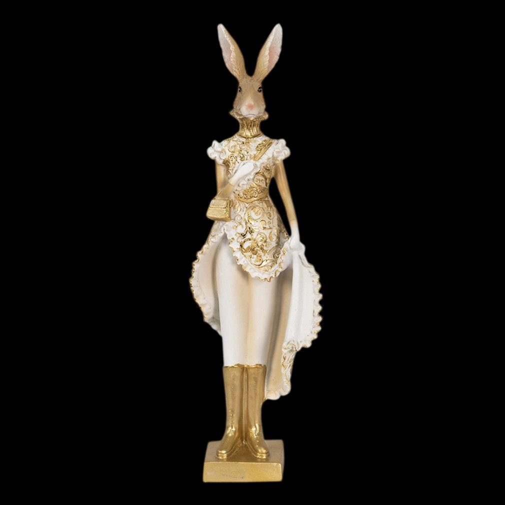 Clayre & Eef Sammelfigur Clayre & Eef Hasenfigur 33 x 11 x 8 cm in gold-weiß Oster Deko