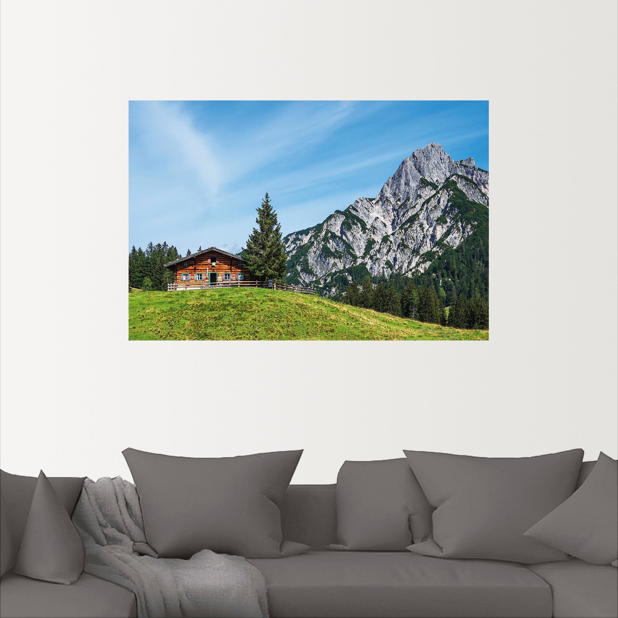die Leinwandbild, versch. in als Artland Poster Österreich, Wandbild auf Blick Litzlalm Größen oder Wandaufkleber Alpenbilder Berge in (1 & St), Alubild,