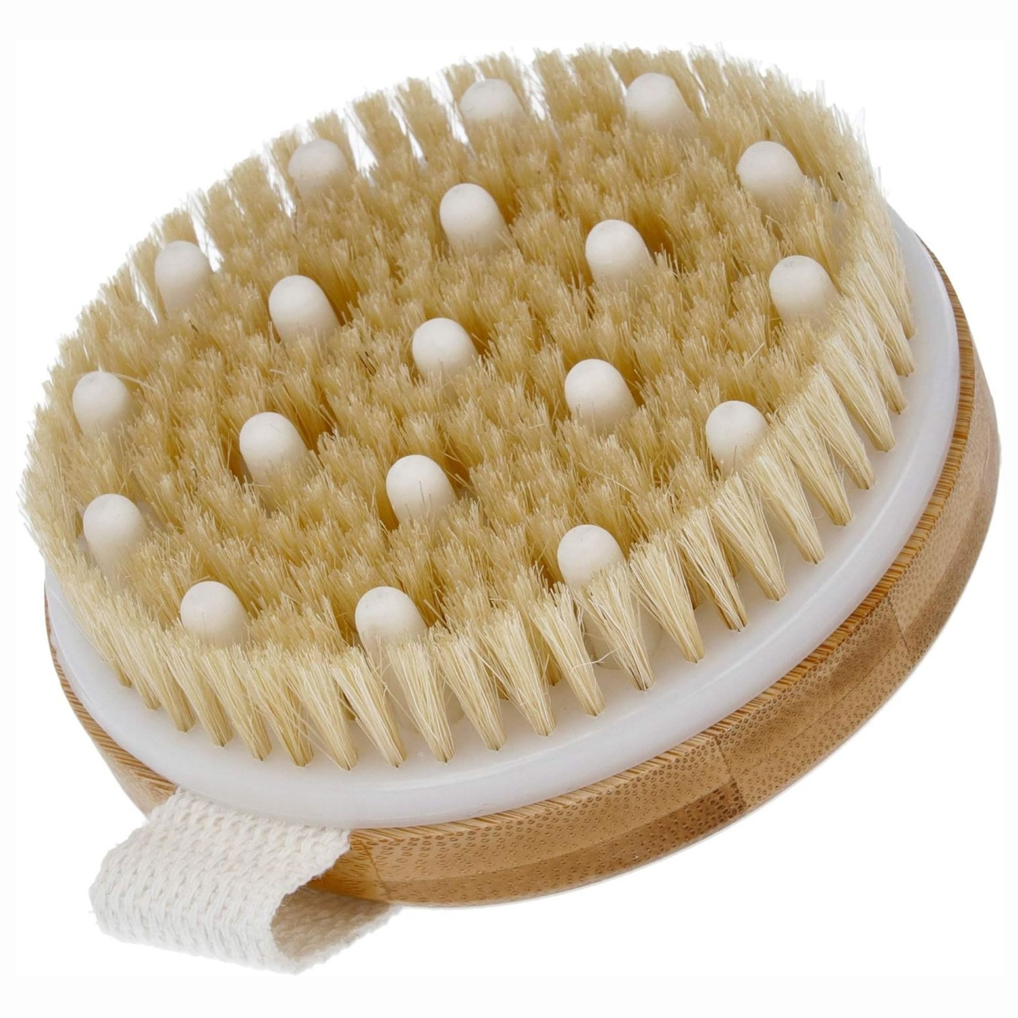 PARSA Beauty Massagebürste Bambus Handmassagebürste mit Naturborsten & Massage-Noppen