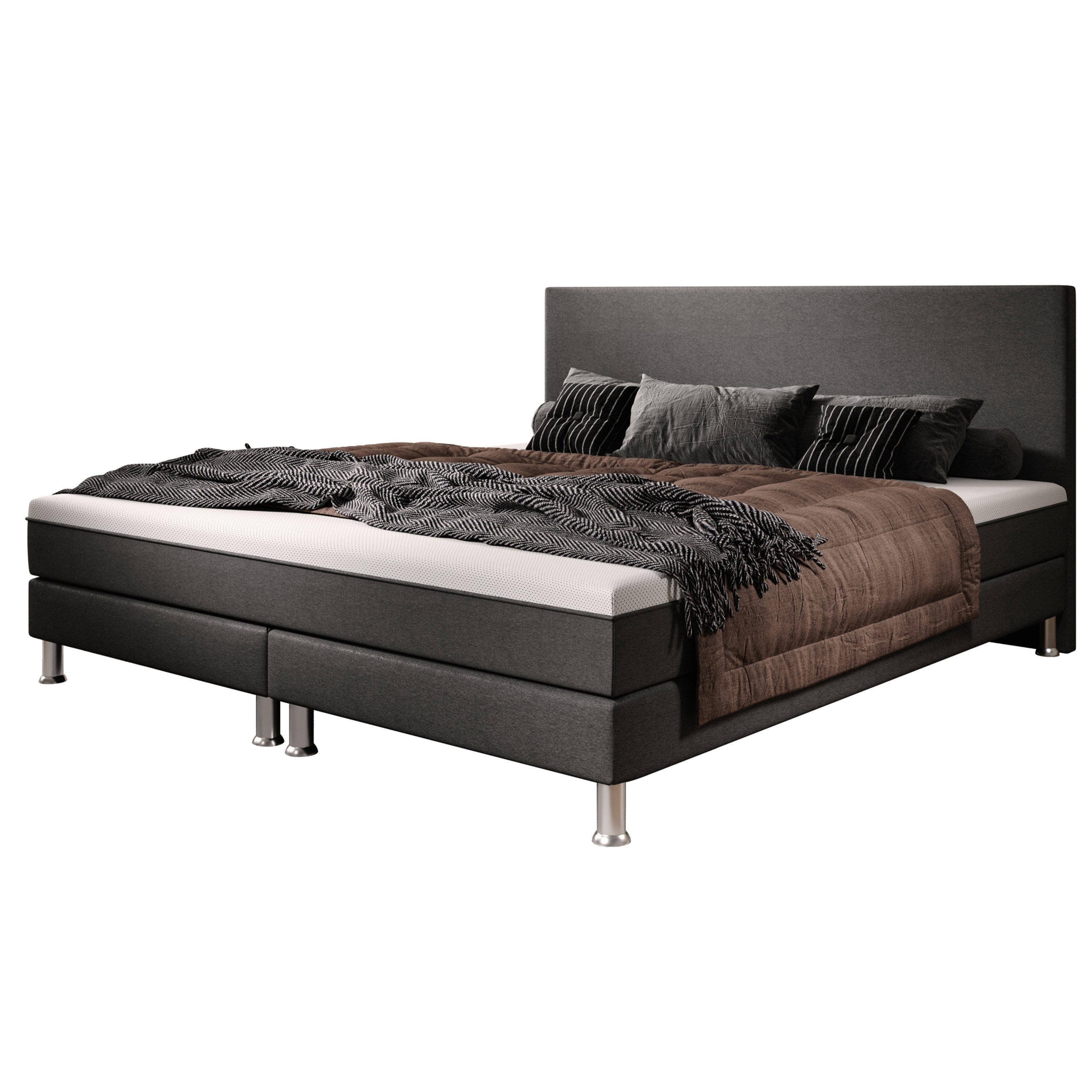 inter Boxspringbett S1 180x200 cm Webstoff, mit Topper-Optik