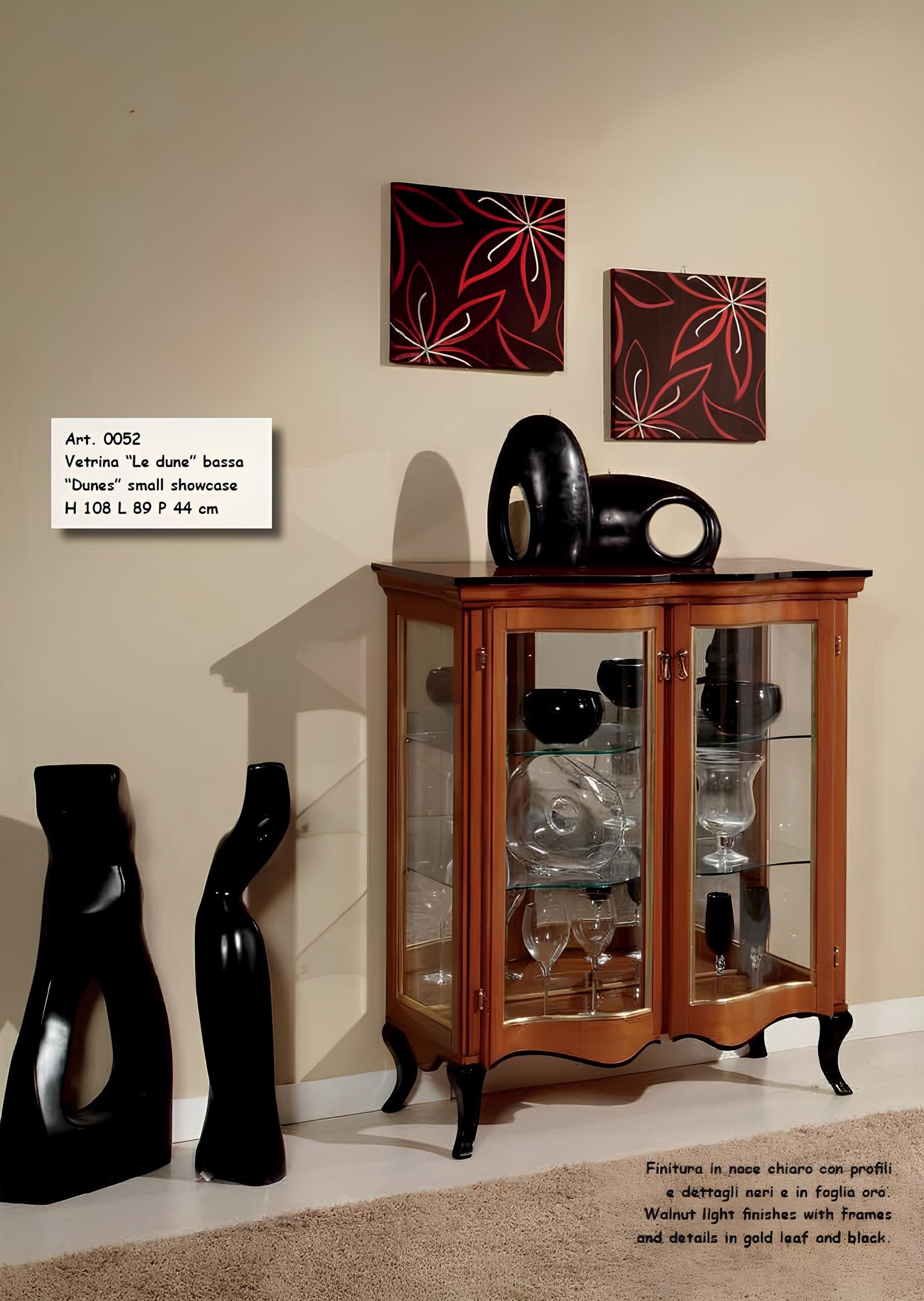 Vitrine Elegante Holzvitrine mit Glas, Braun, für Wohnzimmer und Anrichte