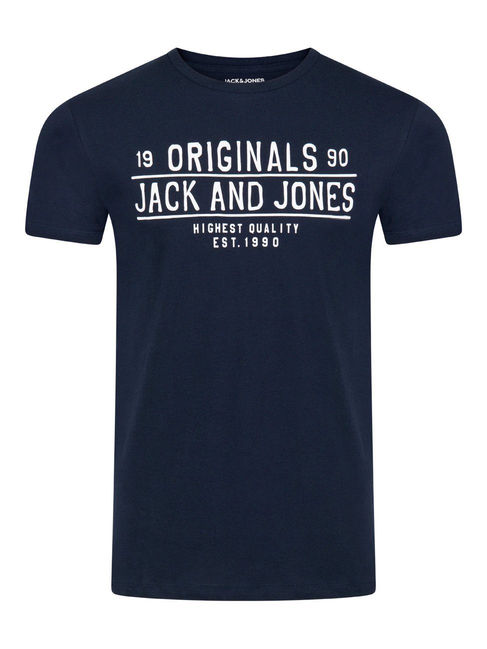 3 Logoprintshirt Kurzarm JJLINO Fit Tee Shirt Jones Pack Rundhalsausschnitt Regualar (4-tlg) Herren mit T-Shirt Jack 100% Baumwolle aus &