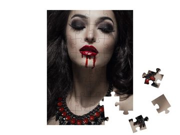puzzleYOU Puzzle Porträt einer wunderschönen Gothic-Vampirin, 48 Puzzleteile, puzzleYOU-Kollektionen Vampire
