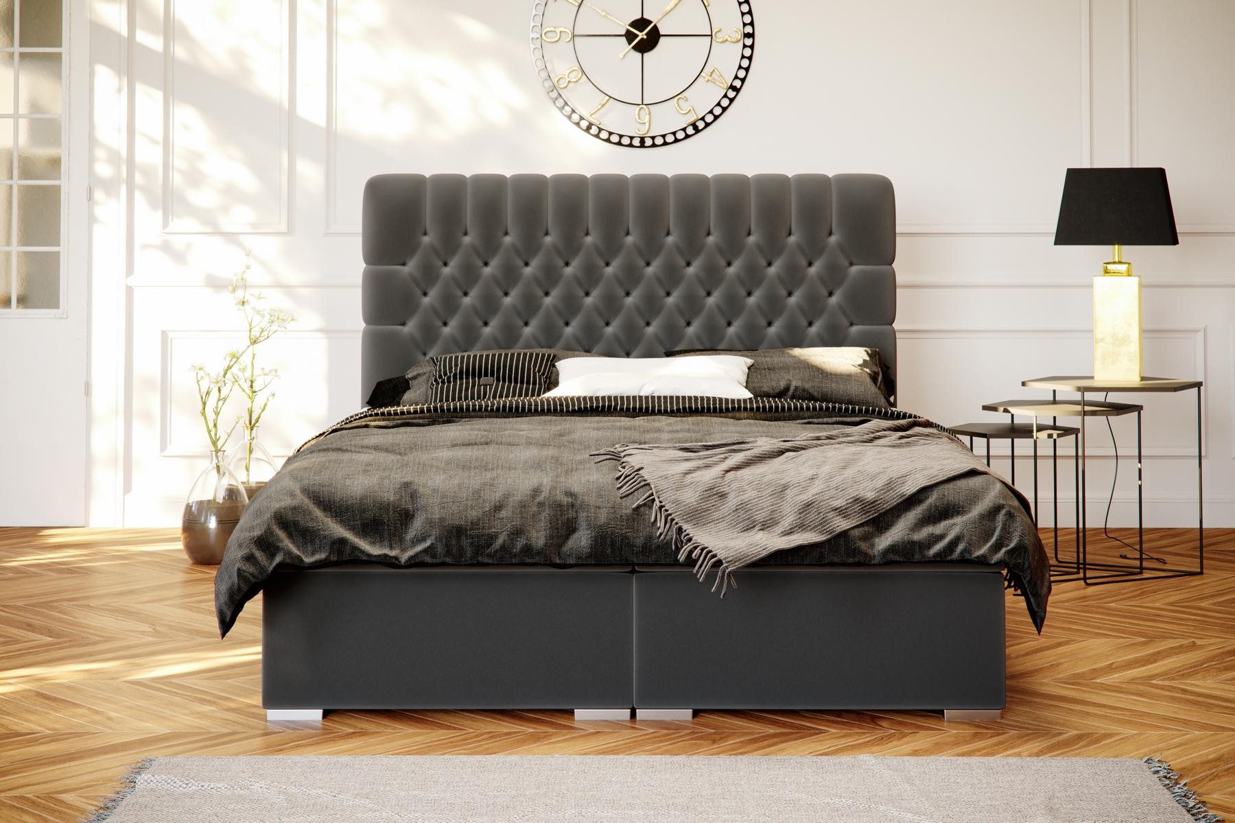 JVmoebel Boxspringbett Luxus Chesterfield Bett mit integriertem Bettkasten und Polsterung (Boxspringbett 4062292146688), Made in Europa