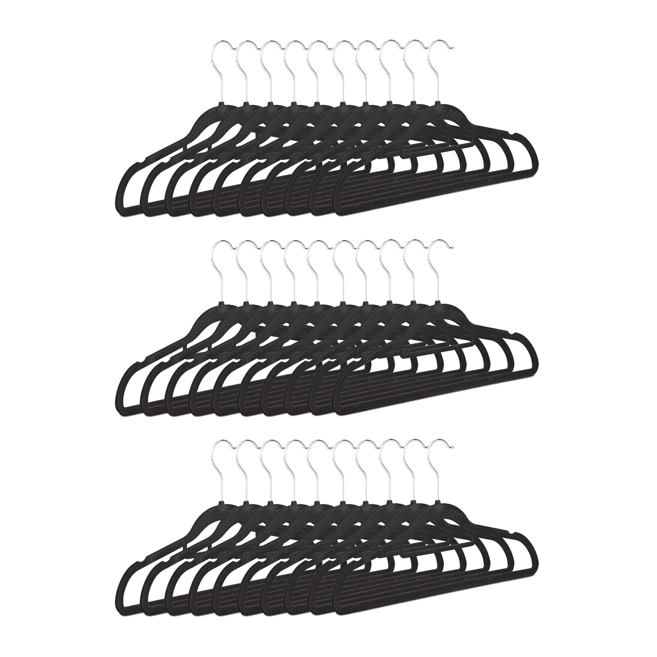 relaxdays Kleiderbügel Samt Kleiderbügel Set, (30-tlg), schwarz günstig online kaufen