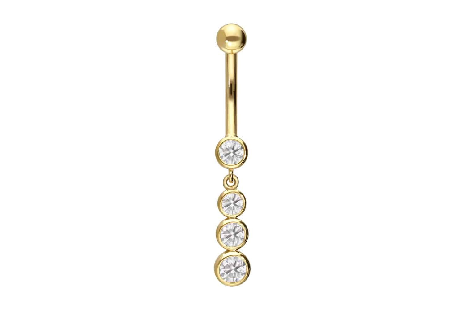 PIERCINGLINE Bauchnabelpiercing 14/18 Karat Gold Bananabell 4 MOISSANITE (Bananabells, 1-tlg)