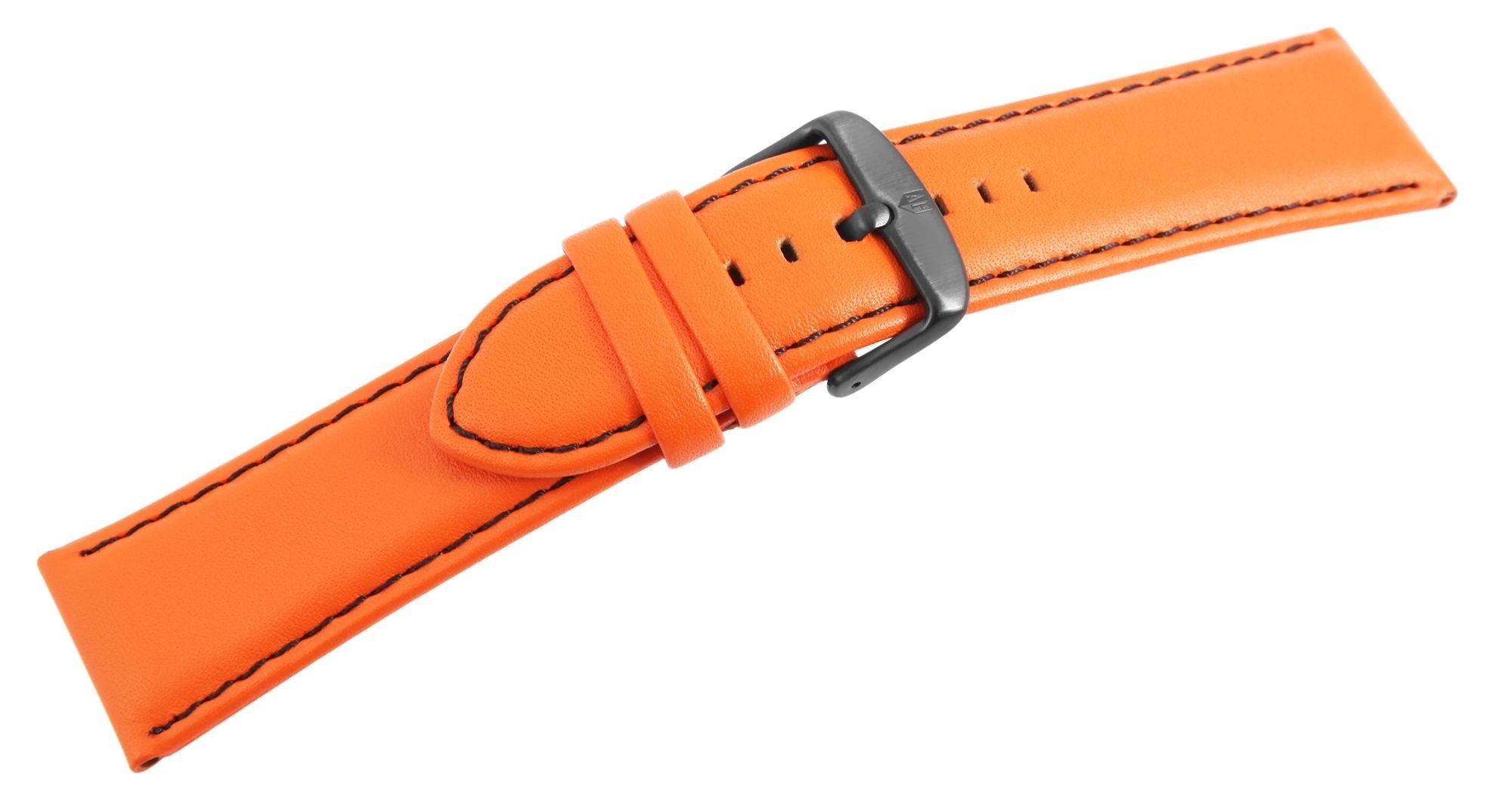 STEINMEISTER Uhrenarmband 8000145 Echtleder-Uhrenarmband, orange, schwarze Naht, 26 mm