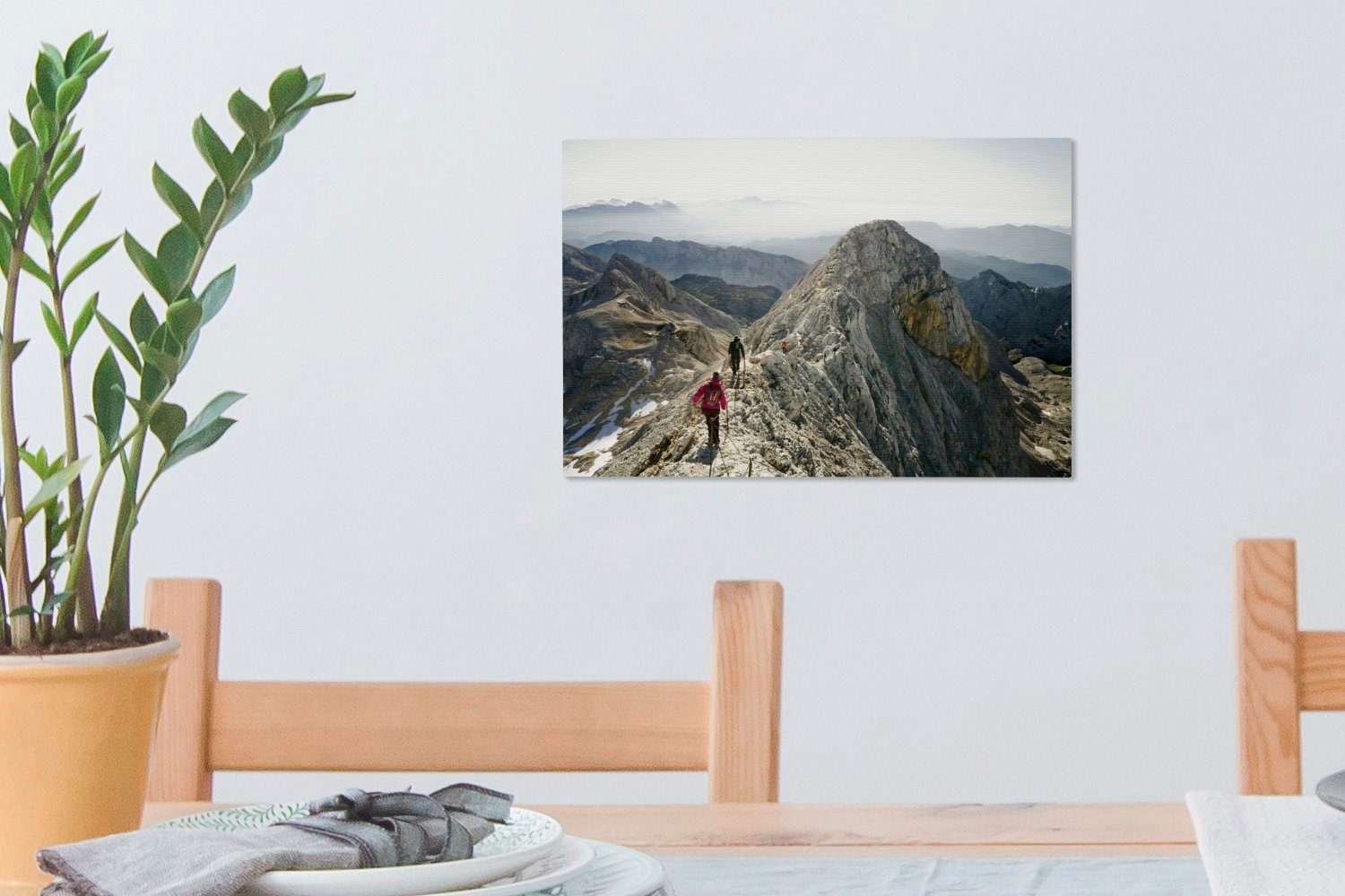 OneMillionCanvasses® Leinwandbild Bergsteiger cm (1 dem zum Aufhängefertig, auf Wanddeko, Slowenien, St), Gipfel 30x20 Weg in Wandbild Leinwandbilder