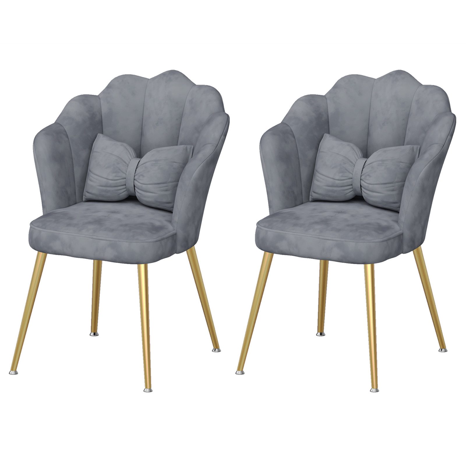 GLIESE Polsterstuhl 2 Stühle mit Rückenkissen schminktisch stuhl esszimmerstuhl, mit Metallbeinen
