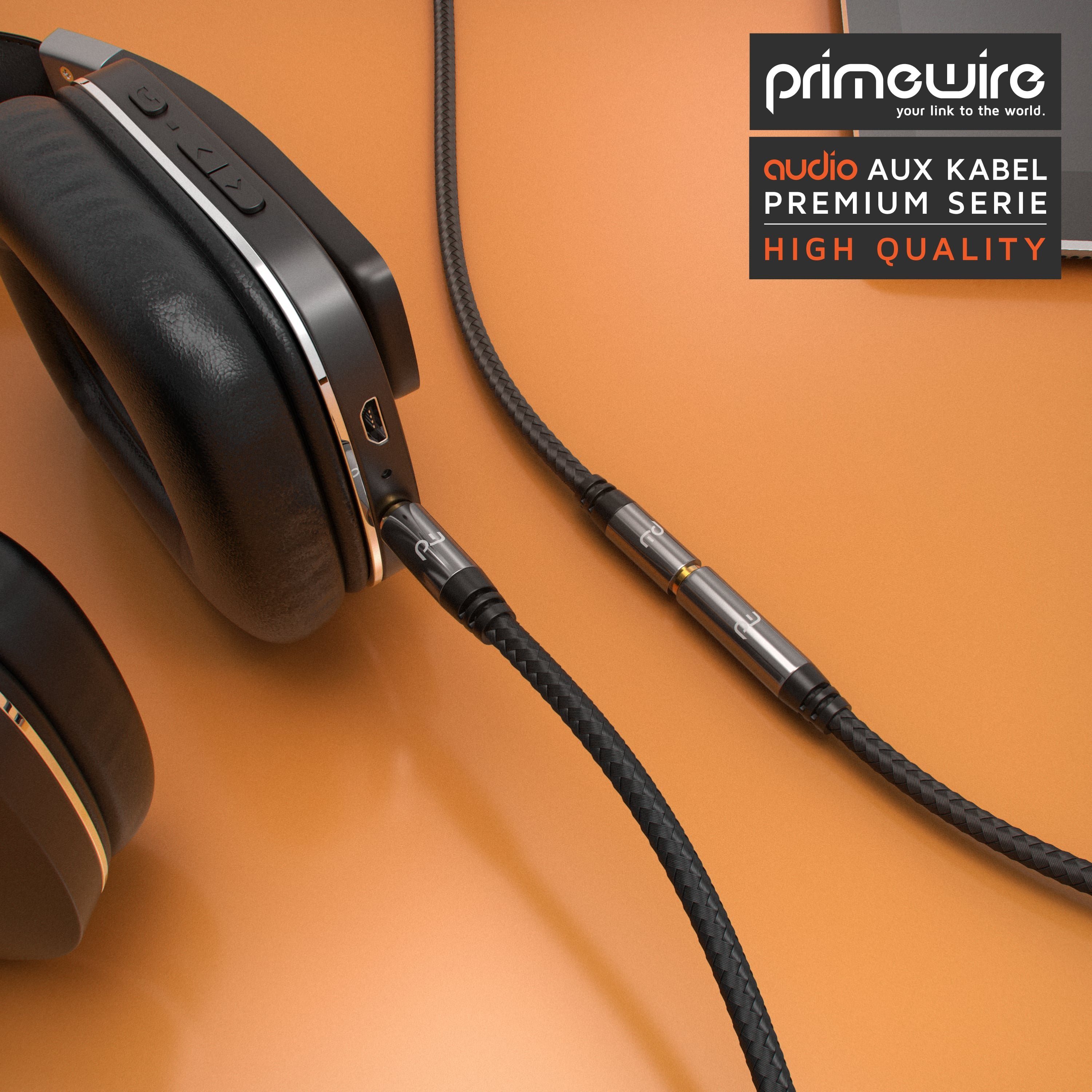 Primewire Klinkenkabel Audio Verbindungskabel / Kupplung mit Nylonmantel - 3m Audio-Kabel, AUX, 3,5-mm-Klinke (300 cm), Stereo, für Smartphone, Auto, HiFi, klar – Bild 5 von 5