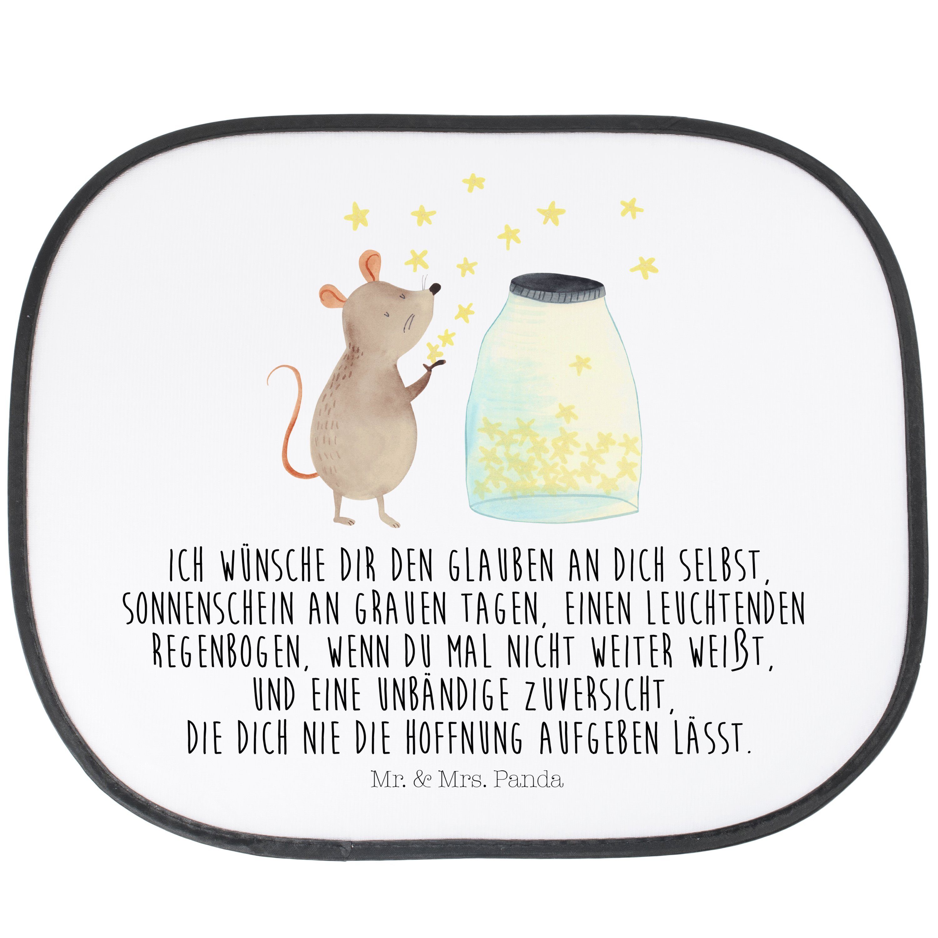 Sonnenschutz Maus Sterne - Weiß - Geschenk, Sonne, Geburt, Gute Laune, Tiere, Sonn, Mr. & Mrs. Panda, Seidenmatt | Fensterfolien