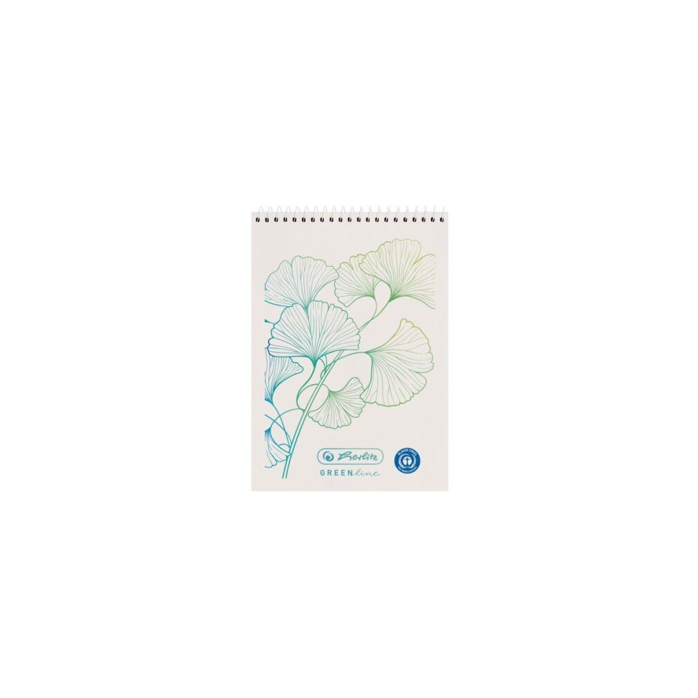 Herlitz Notizblock Spiralnotizblock A7 50 Bl kariert GREENline Ginkgo