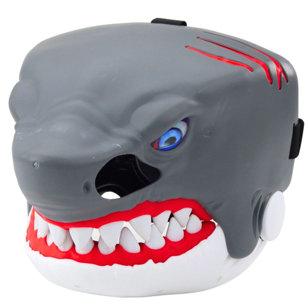 LEAN TOYS Verkleidungsmaske Haimaske Kostümmaske Faschingsmaske, (Spar-Set, 1-tlg), Licht- & Geräuscheffekte, bewegliches Maul, verstellbar