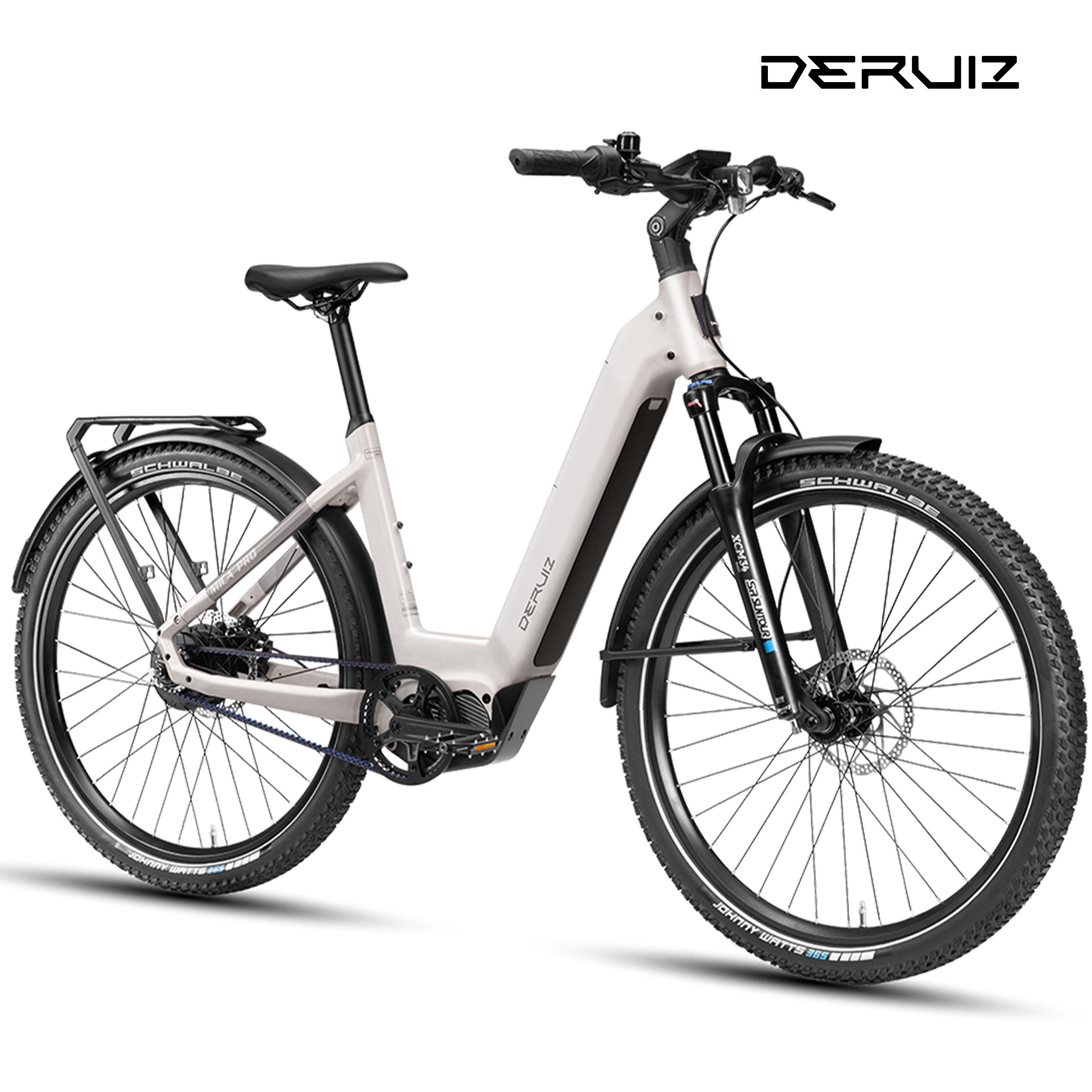 DERUIZ E-Bike Trekkingrad 28 Zoll/29 Zoll, 110Nm, 48V 720Wh, 180km, Riemenantrieb, RH:42/48cm, Nabenschaltung, Mittelmotor, 720 Wh, (Trittfrequenz- und Drehmomentsensor, Lockout-Federgabel, Tiefeinsteiger), Bluetooth+APP, Routenaufzeichnung, 120Lux Licht, Elektrofahrrad