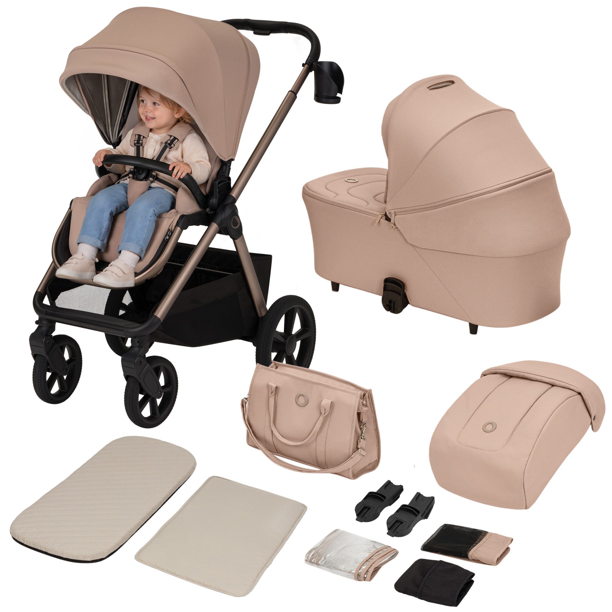 lionelo Kinder-Buggy CARMINE 2IN1, (Set), 2in1/GravelTech/Anti-Reflux/AiryDots/UPF50+