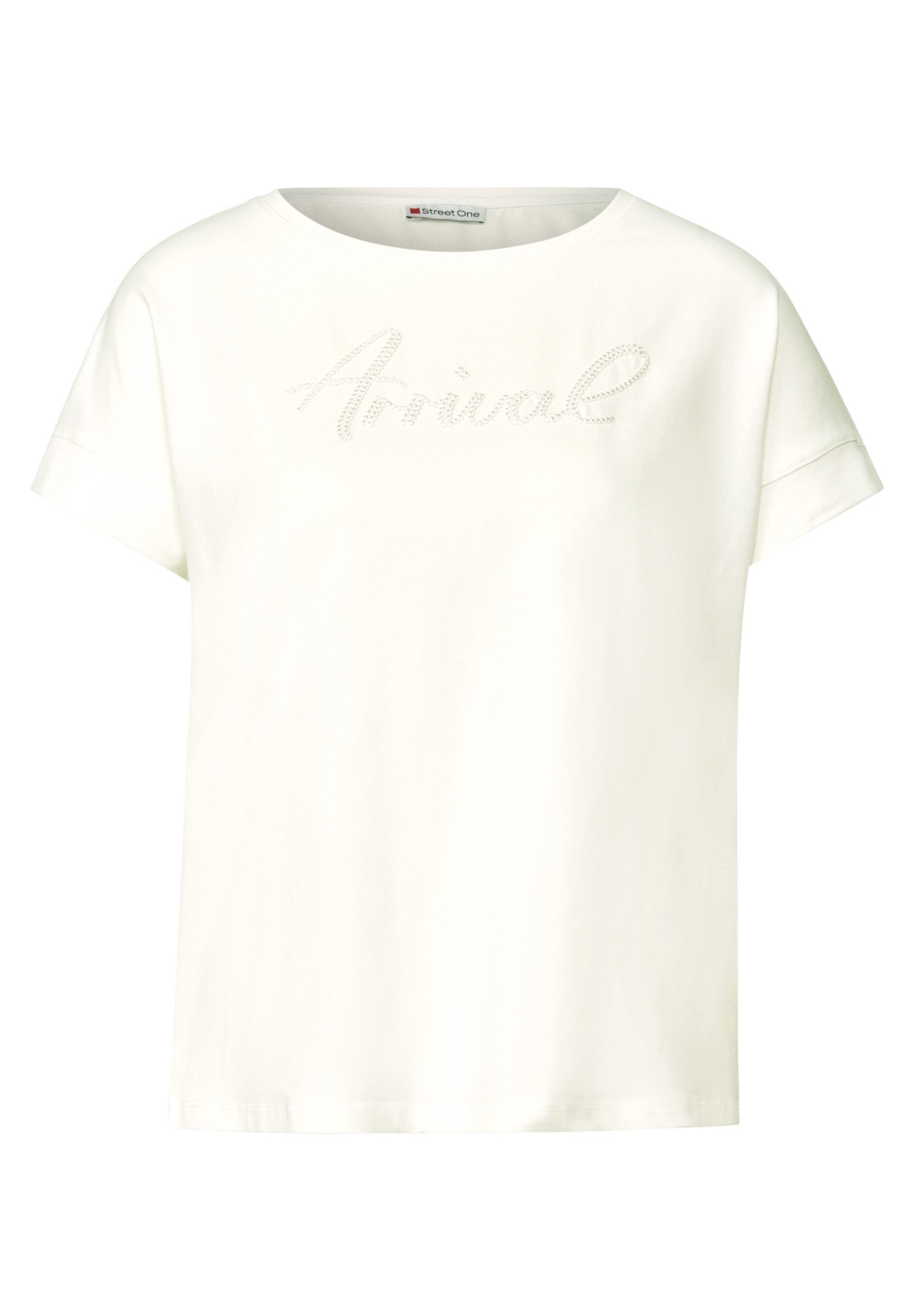 STREET ONE T-Shirt - Damen T-Shirt mit Wording-Stickerei – Rundhalsshirt günstig online kaufen