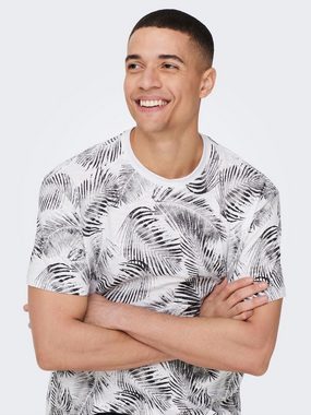 ONLY & SONS T-Shirt Tropisch Print T-Shirt Kurzarm Shirt aus Baumwolle ONSPERRY 4789 in Weiß