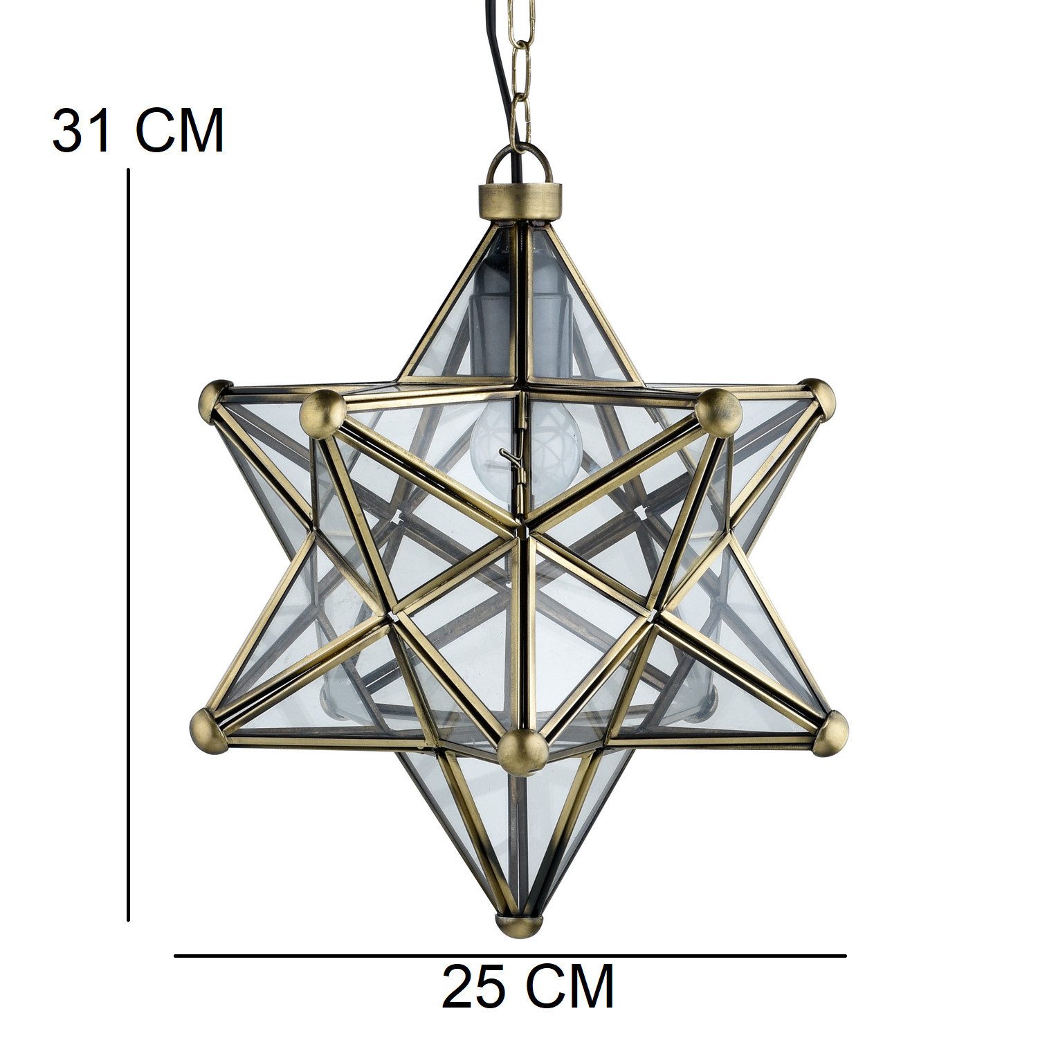 Marrakesch Orient & Mediterran Interior Pendelleuchte Skandinavische Pendelleuchte Bghina edel aus Metall in Klar 31 cm hoch, Handarbeit