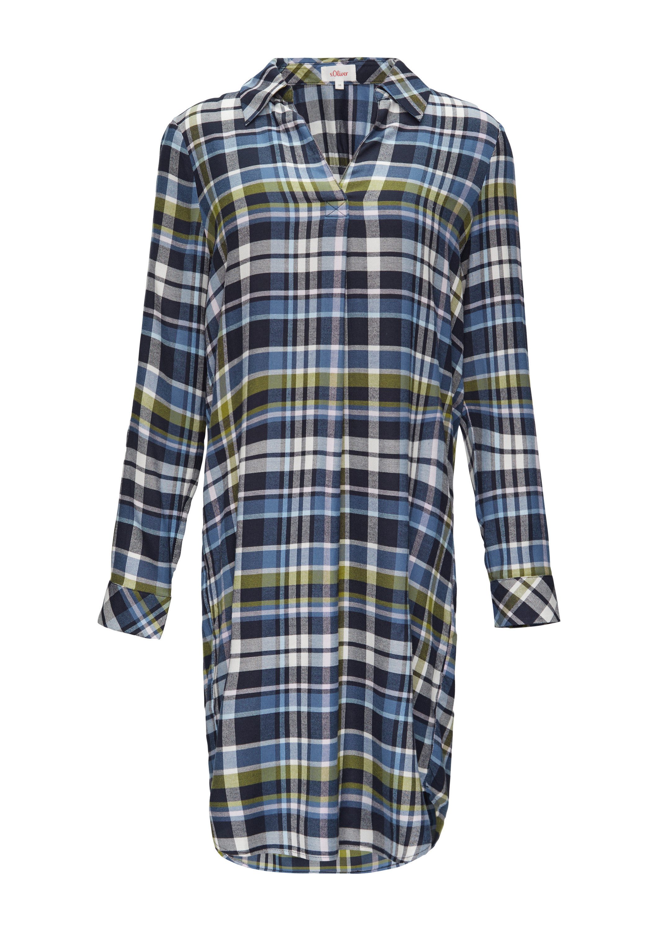 s.Oliver Midikleid Kleid Kariertes Kleid aus Viskosemix mit Krempel-Detail günstig online kaufen